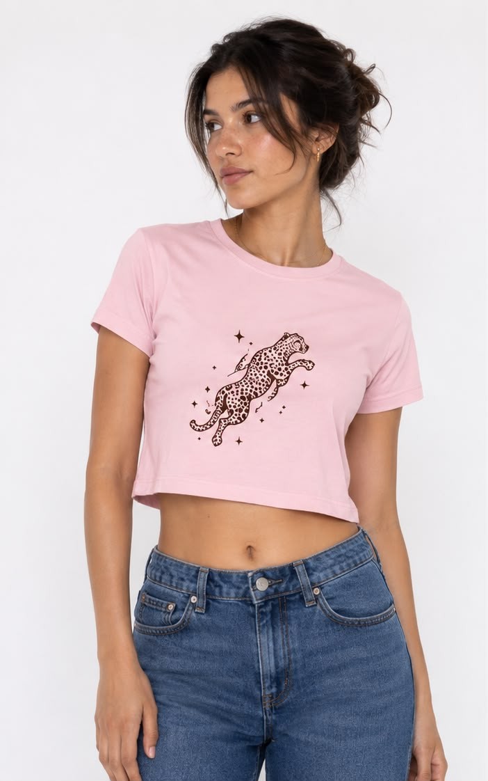 CHEETAH CROP TOP — BLUSH