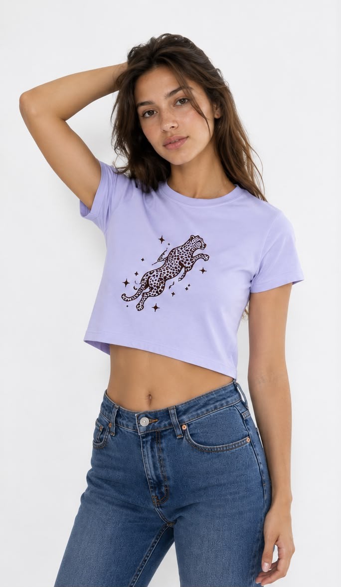 CHEETAH CROP TOP — LAVENDER