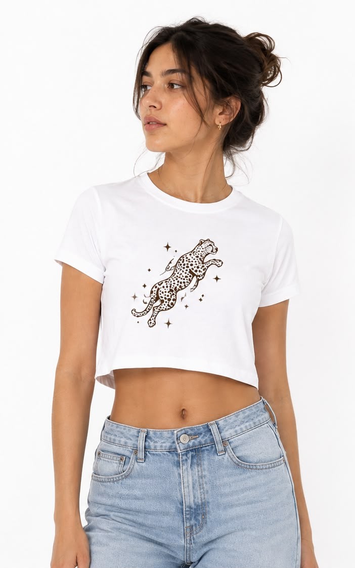 CHEETAH CROP TOP — IVORY