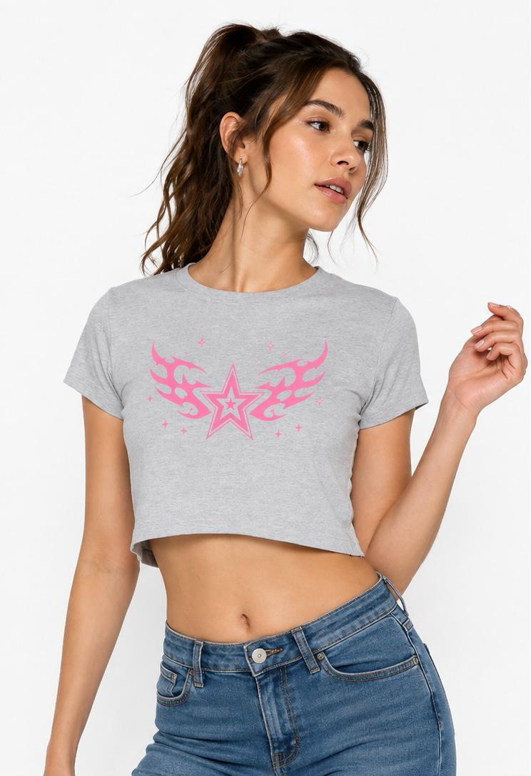 STARFIRE CROP TOP — GREY