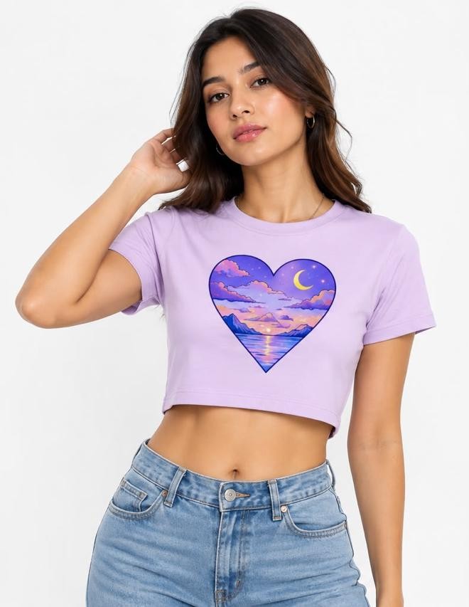 HEART HORIZON BABY TEE — LAVENDER