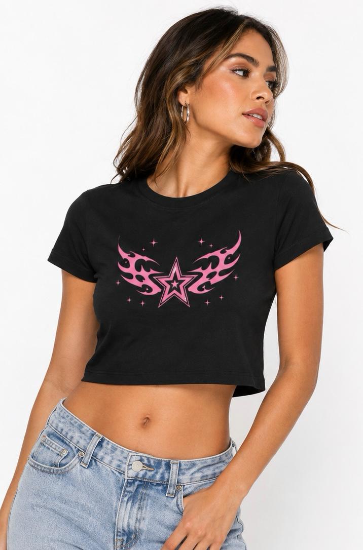 STARFIRE CROP TOP — BLACK